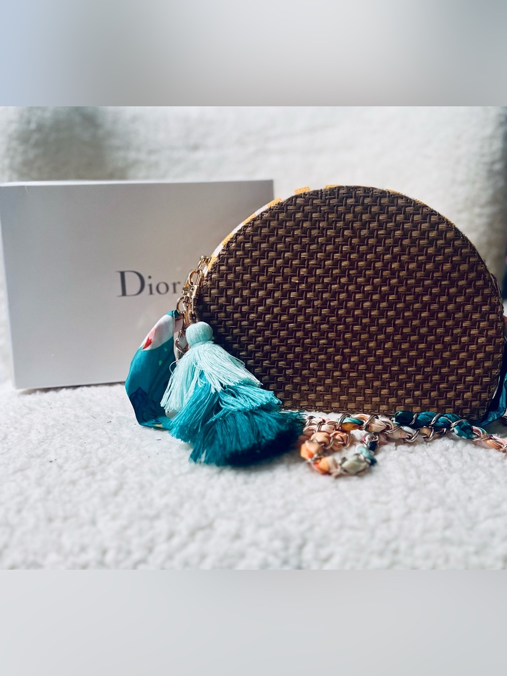 Dior Bohemian Riviera Woven Upcycled Beauty to Crossbody Purse